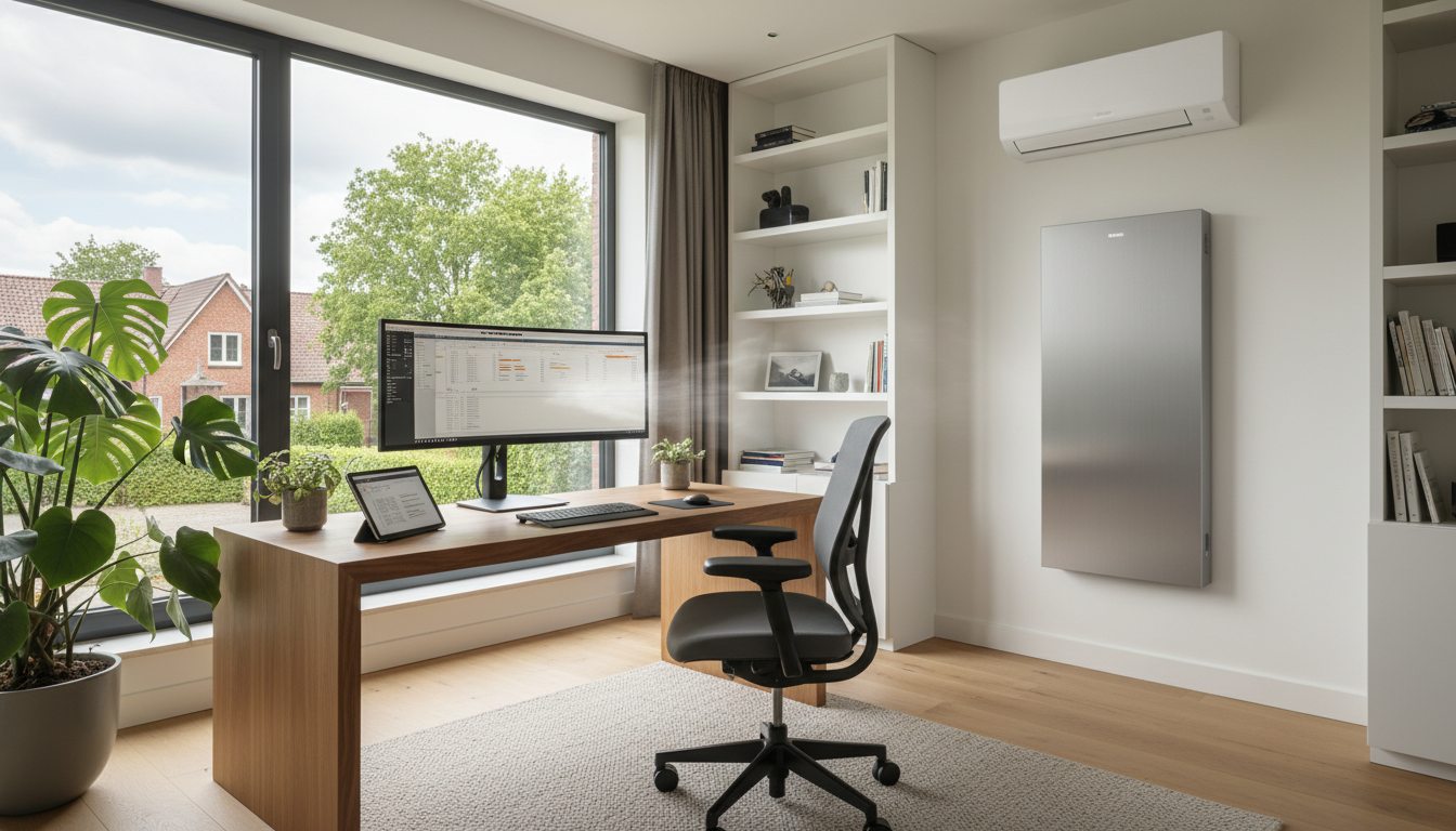 Airconditioning installatie bij bakstenen woning in Vlaanderen