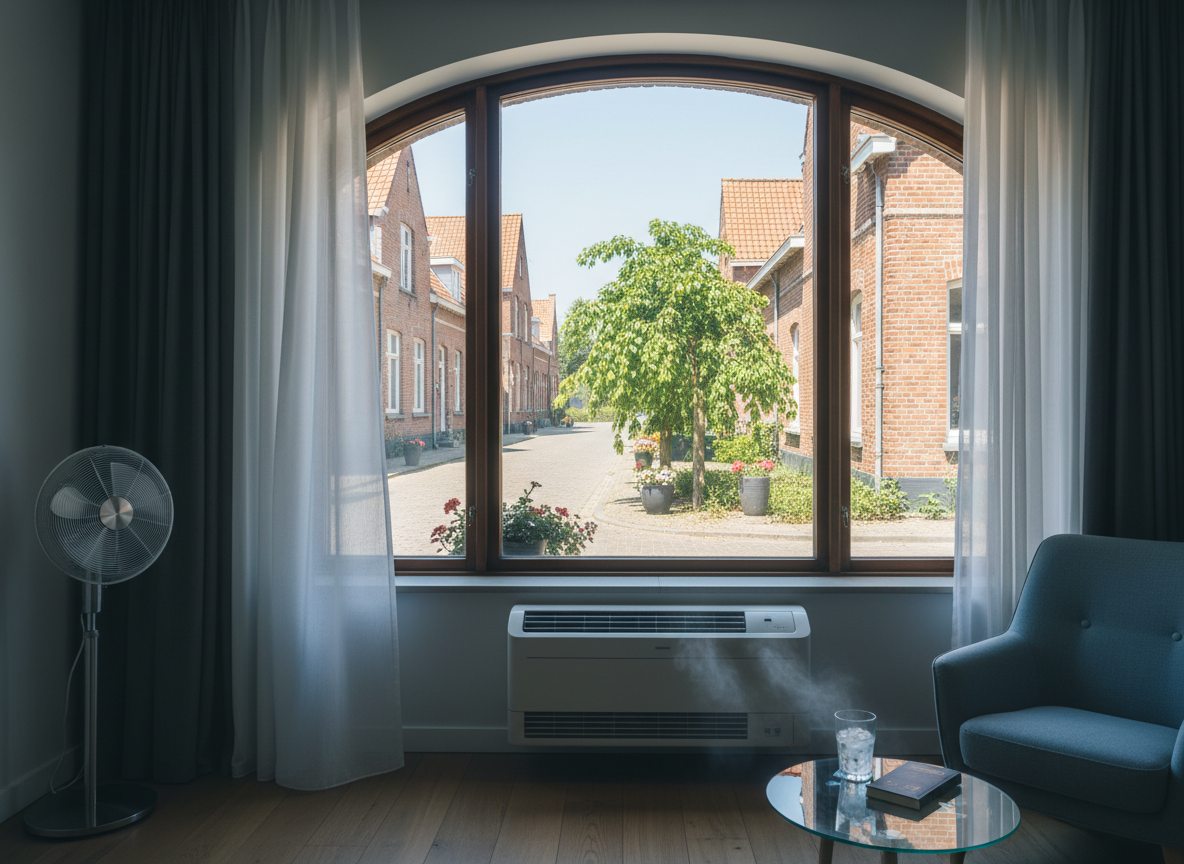 Airconditioning installatie bij bakstenen woning in Vlaanderen