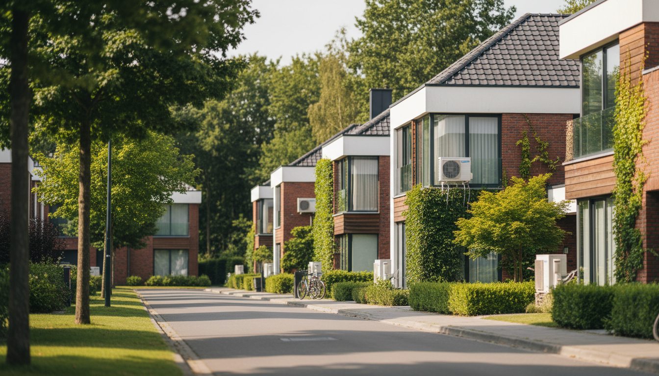 Airconditioning installatie bij bakstenen woning in Vlaanderen